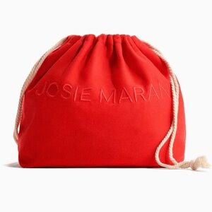 Josie Maran Red Drawstring Cosmetics Pouch Bag
